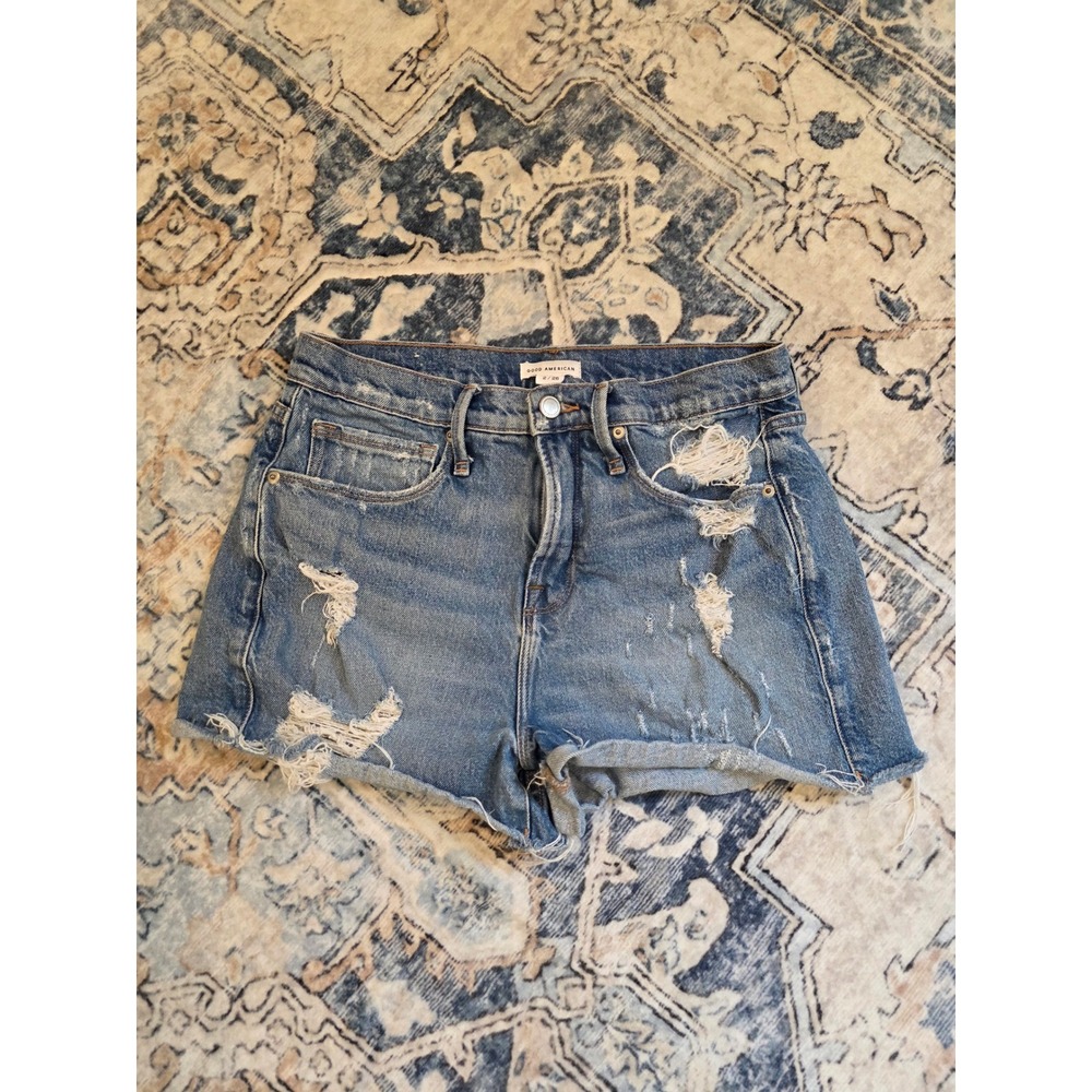 Good American Women's Size 2 / 26 Denim Distressed 2.5"‎ Inseam Summer Shorts